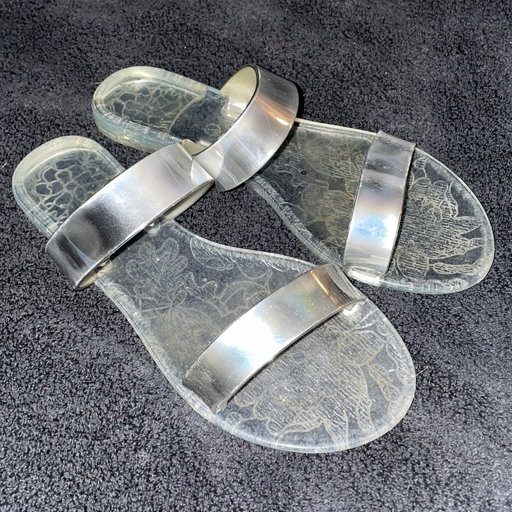 Clear silver sandals
